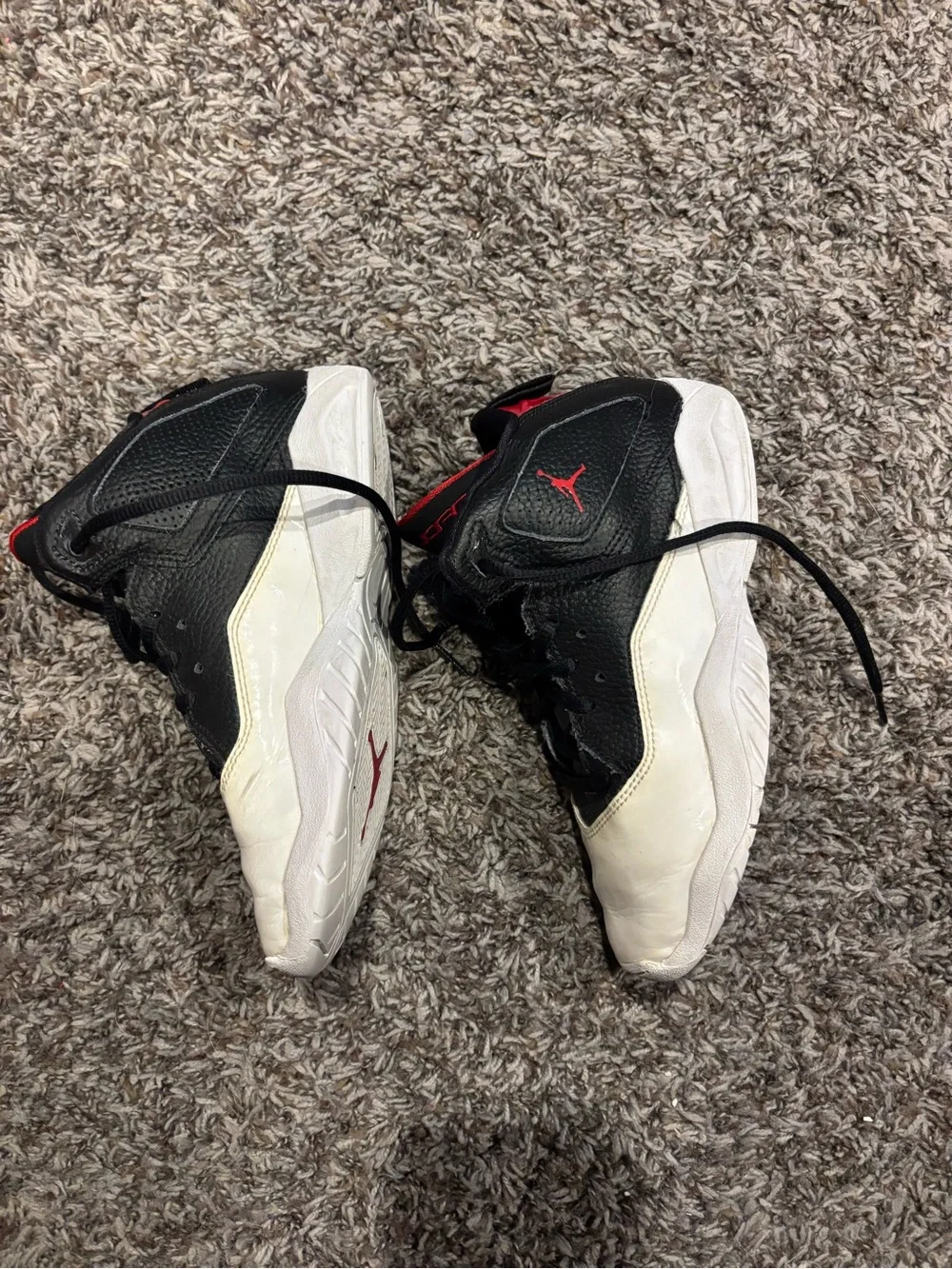 Kids Jordan Black, White & Red High-Top Basketball Shoes